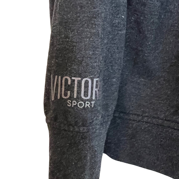 Victoria Sport Womens Heavyweight Pullover Medium Gray Long Sleeve Keyhole Back - Picture 4 of 7